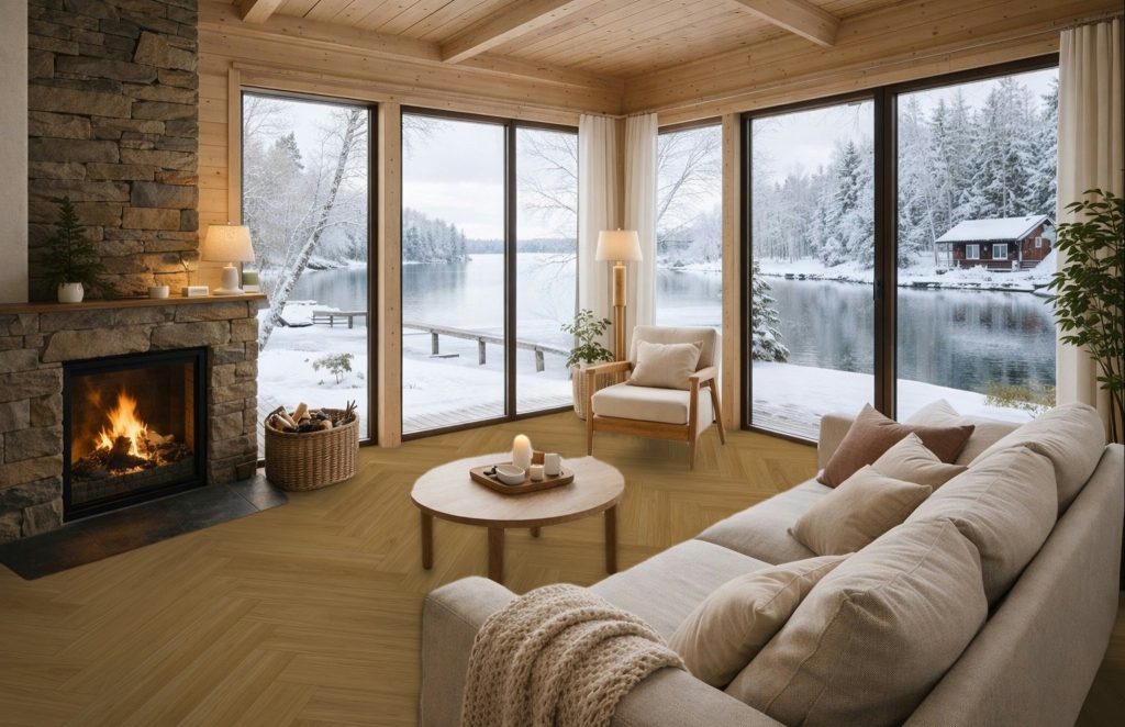 フィンランドのヘリンボーンリビング